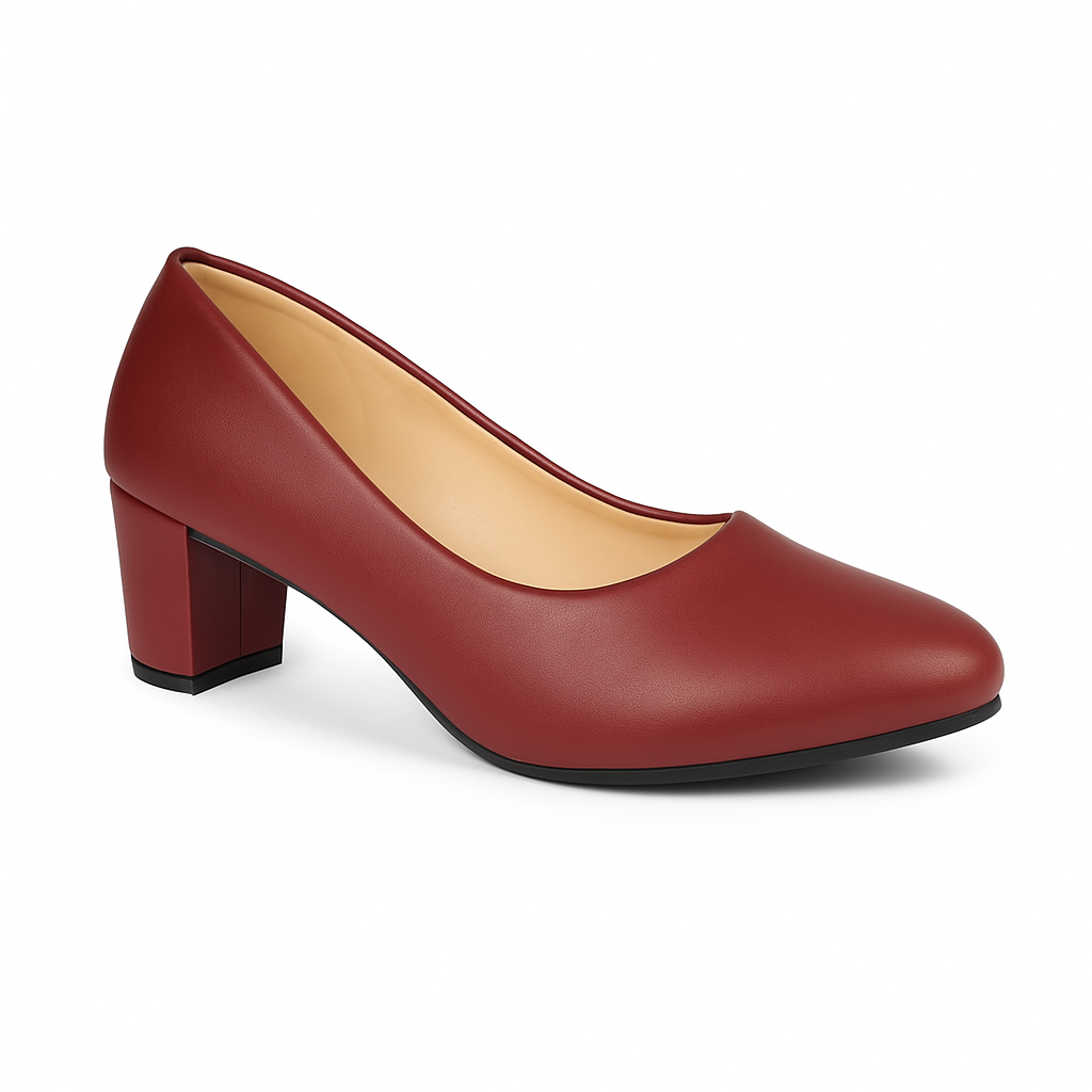 American Coat Shoes Block Heel Pumps for Women, Synthetic Leather