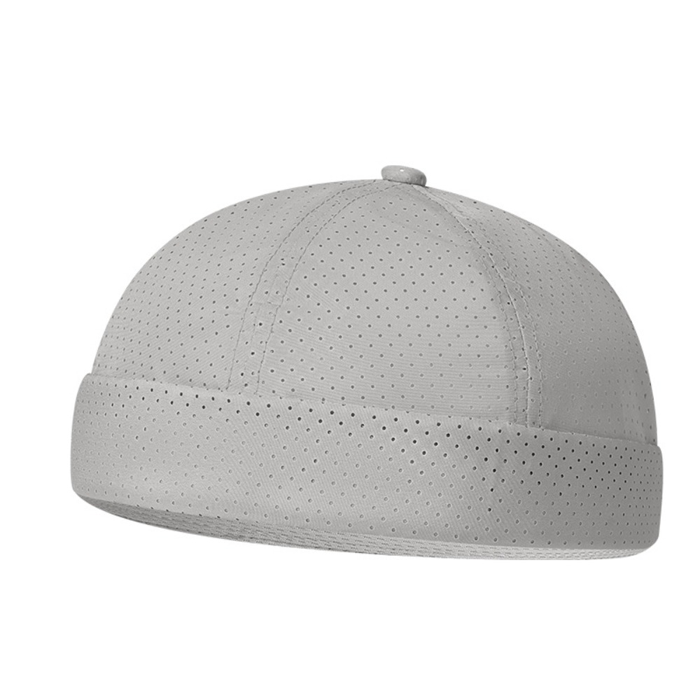 Retro Brimless Docker Cap Quick Drying Adjustable Landlord Hat Solid Color Breathable Skullcap Unisex