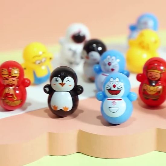 Express Deals Hub:Random Stress Relief 10 PCS Mini Roly-Poly Wobbling Toy Self-righting Doll Small Desktop Toy to Solve Your Irritability for Kids or Adult
