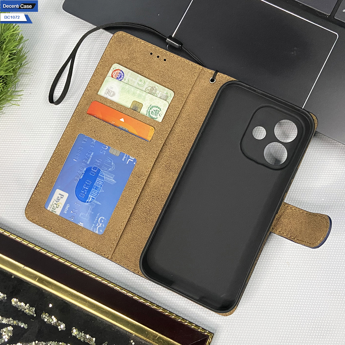 Oppo A6s Pro Book Cover - Dark Brown - Premium Leather Megantic Book Covers With Card Holding Option & Cash