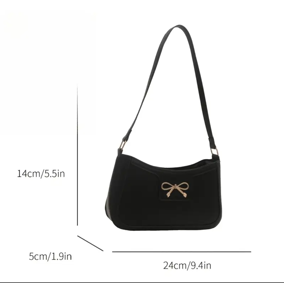 1 Pc Chic Faux Leather Shoulder Bag For Women Large Capacity Underarm Handbag With Zipper Closure Solid Color Edge Painted Polyester Lined Versatile Fashion Accessory