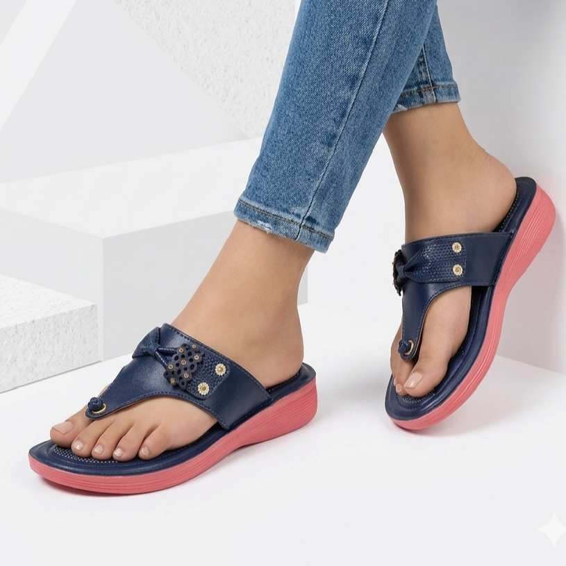 Women Wedge PU Leather Flip Flops Best Quality Wedge Sandals for Women