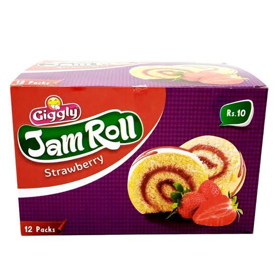 Giggly Jam Roll Strawberry Cake 12 Pcs .