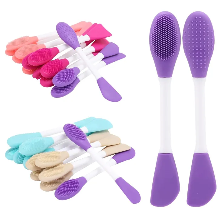 Silicone Face Mask Applicator, 2 in 1 Double-Sided Facial Scrubber Brush Tool, Double-Head Manual Cleansing Brush for Deep Gentle