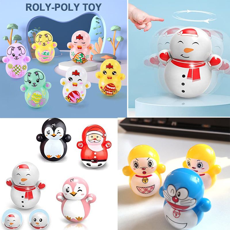 Express Deals Hub:Random Stress Relief 10 PCS Mini Roly-Poly Wobbling Toy Self-righting Doll Small Desktop Toy to Solve Your Irritability for Kids or Adult