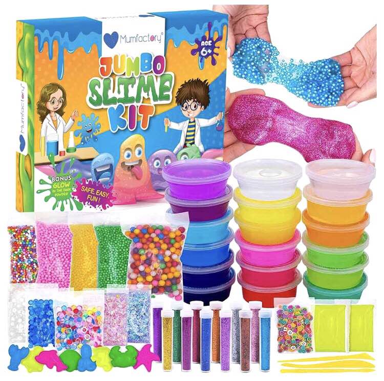 Mumfactory Pack of 12 slime 6 Glitters and orbeez balls and water balloons and 2 clay mitti / sticks