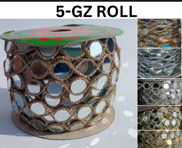5yard/gaz)Roll mirror fancy lace / fancy lace for clothes / fancy laces / fancy single mirror lace for dress / unique mirror lace for cloths /shetlal laces for dress / fncy lace for dupatta
