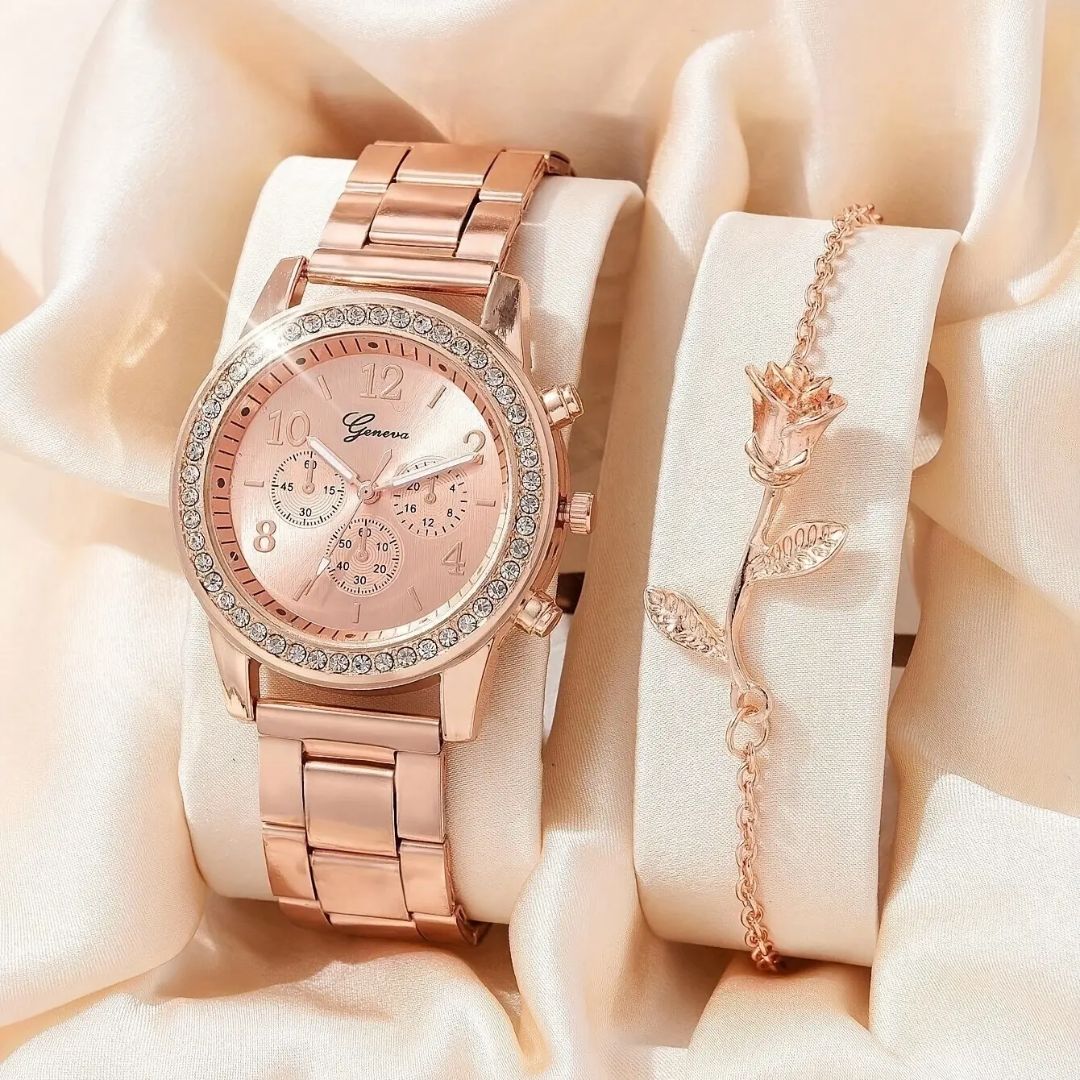 Watch - Fashion Square Watch Women Silver Watches Stainless Steel Band Quartz Wristwatches Ladies with bracelet set | Round watch | Rectangular Watch