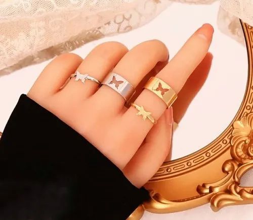 Trendy Couple Rings Set – Adjustable Shapes (Butterfly, Moon, Heart, etc.) for Valentine's
