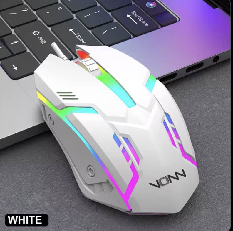 Gaming Mouse RGB with 1600dpi - Breathing LED USB Wired Optical Computer Mouse with  Braided Wire including Side Buttons - Mouse with FREE Mouse Pad for laptop, PC, Gaming & Office Use by FunBug
