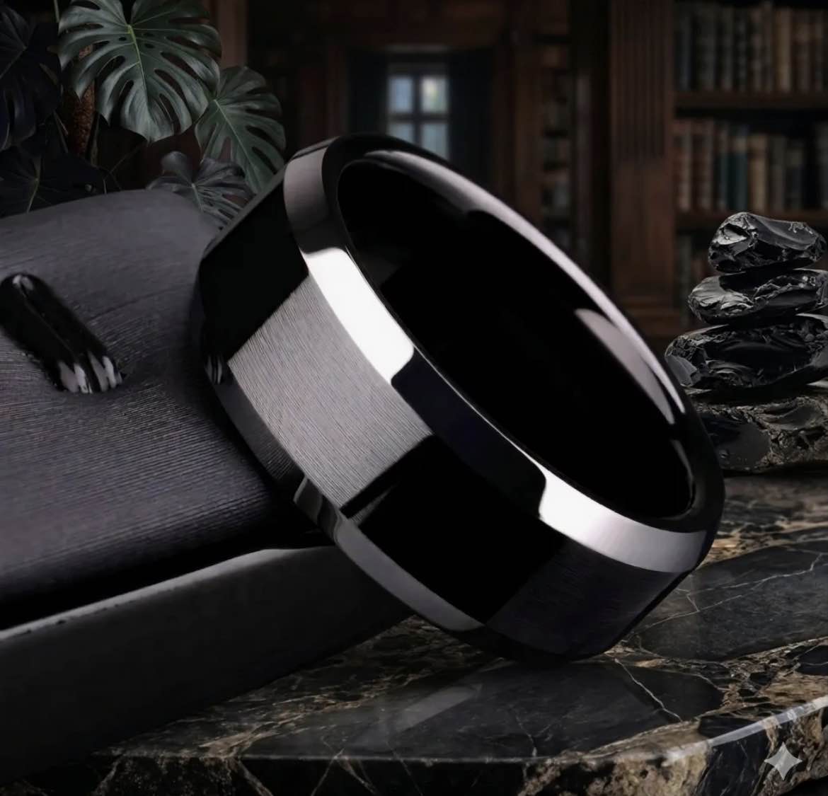 Black Titanium Ring for Men | Stylish Stainless Steel Wedding Band | Scratch Resistant Jewelry