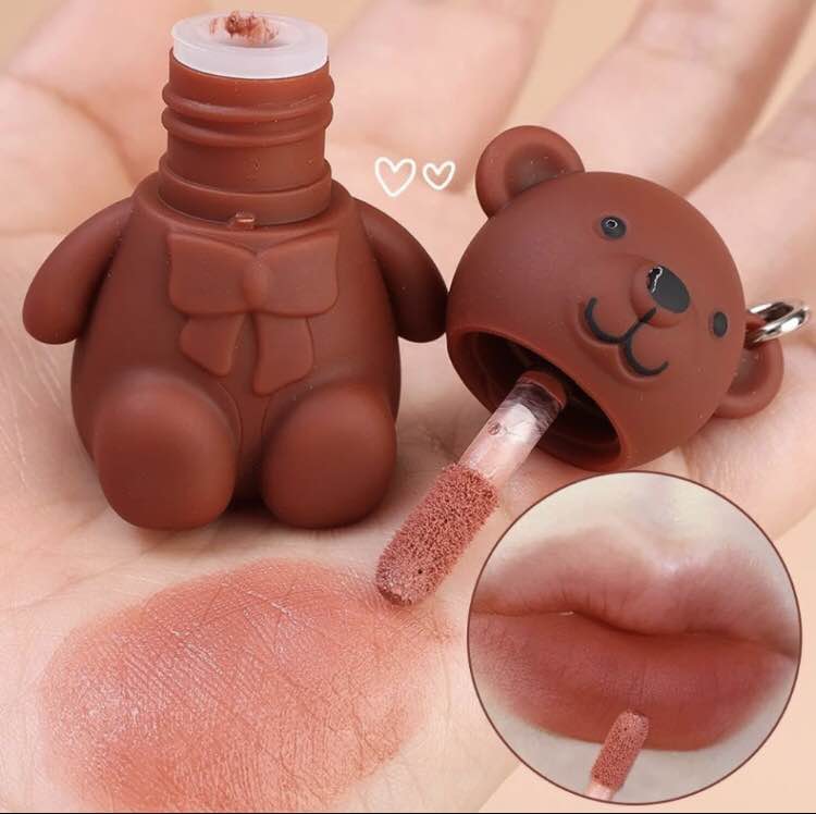 Bear Keychain Style | 1 PCS  |Trendy LIP GLOSS | Different shades | MATTE MAKE UP YOUR LIPS ( 1 PCS )