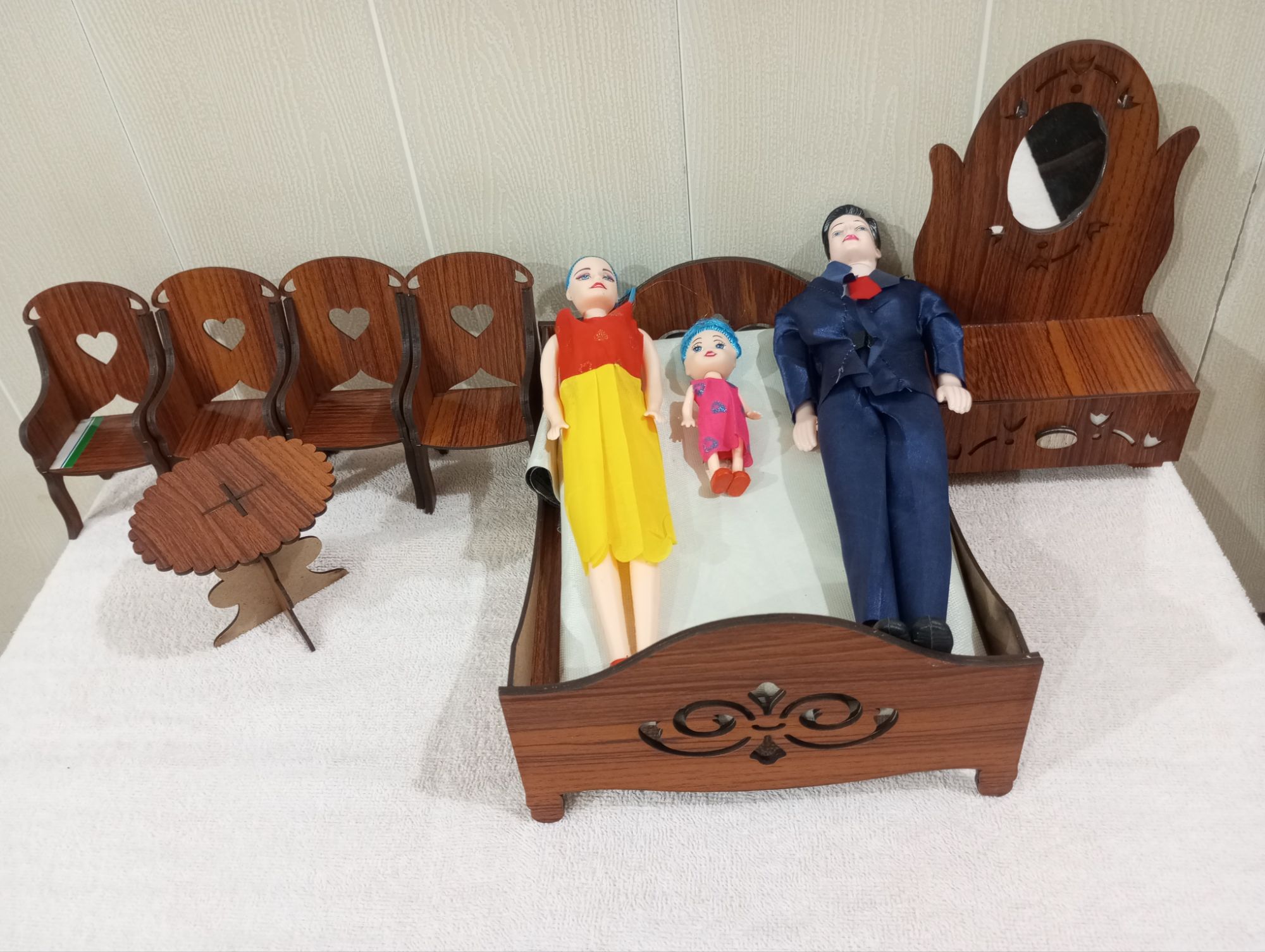 doll toy furniture bed set for kids wooden dinning table and chair set for barbie dolls & kids complete wooden playset,sofa set for kids