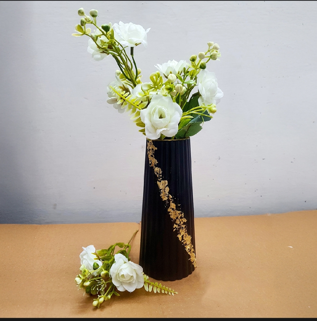 Large Striped Vase for Home Decor, Big Ceramic Flower Vase for Living Room