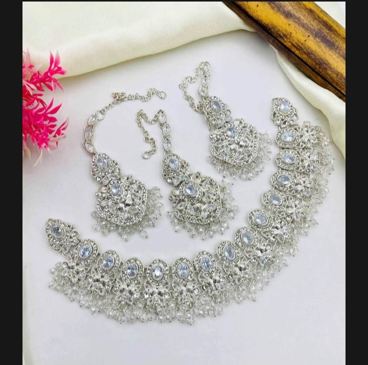 Fancy zircon Rajwari Necklace sets. Bridal zircon sets