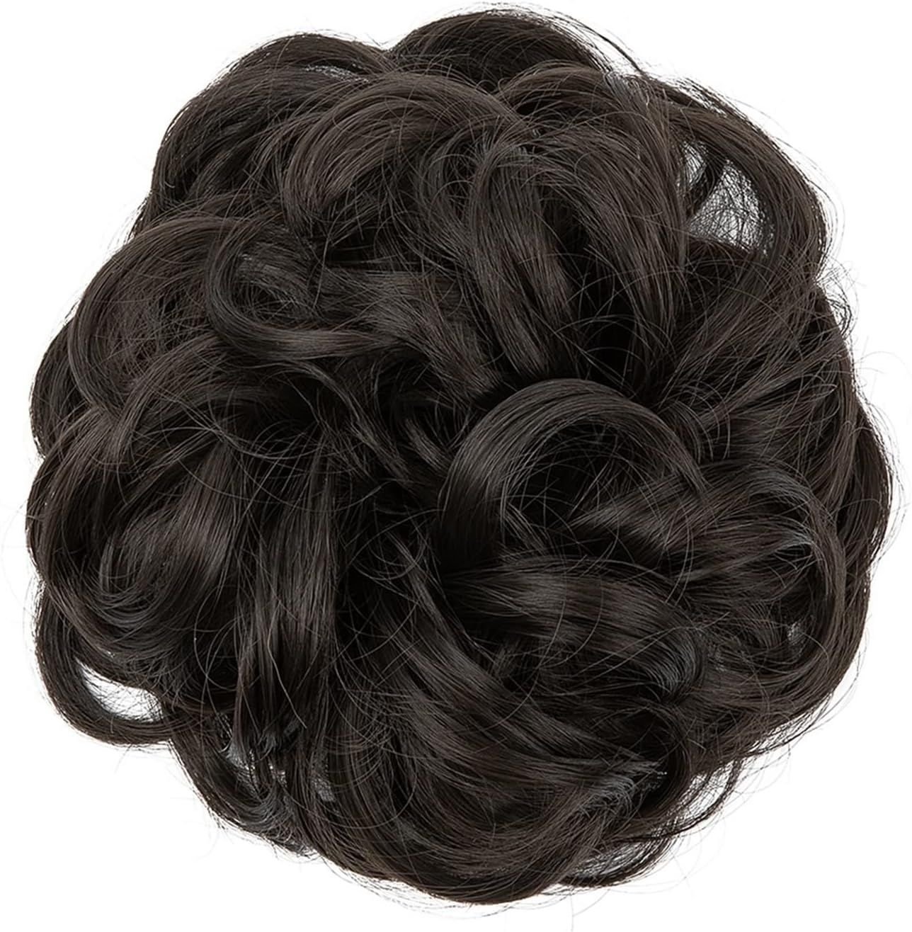 Dark Brown Hair Bun Extension Synthetic Hairpiece Clip In Messy Curly Bun Hair Accessory Women Girls Elegant Hair Accessory Easy To Use Comfortable Lightweight Adjustable Size Premium Quality Hairpiece For Parties Weddings Daily Wear