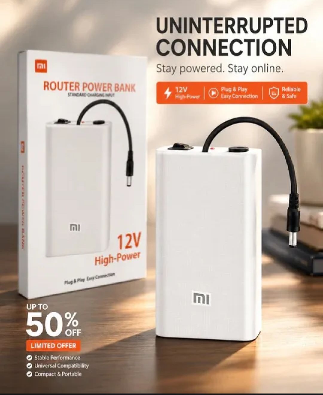 Updated Model WiFi Router UPS Power Bank 12 Volts 2A 4 to 5 Hours Backup