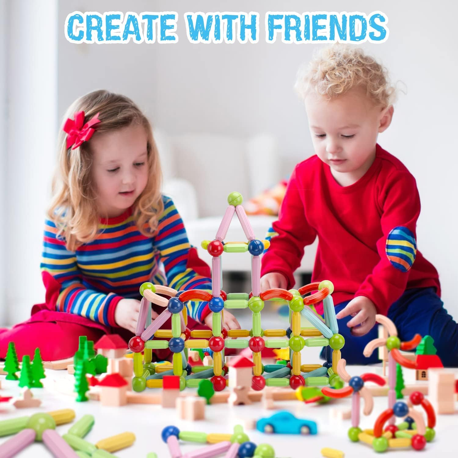 Magnetic Building Blocks Set 25/36/42 PCS – STEM Magnet Balls & Rods Construction Toy for Kids Age 3+ Educational Learning Stacking Game (Multicolors)