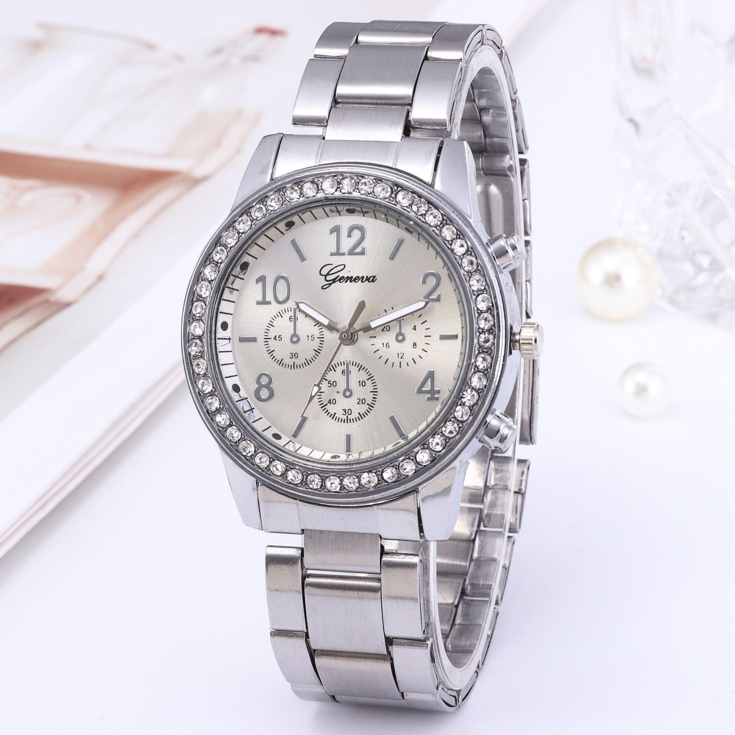 Watch - Fashion Square Watch Women Silver Watches Stainless Steel Band Quartz Wristwatches Ladies with bracelet set | Round watch | Rectangular Watch