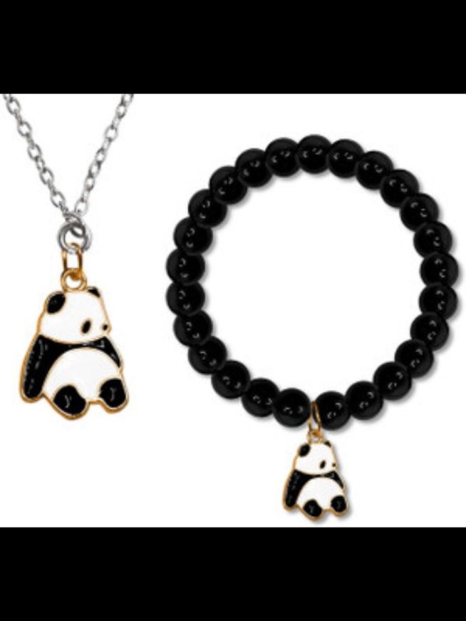 Panda Charms Pendat with Matching Panda Bracelet Panda Locket Set For Girls Best For Gifts