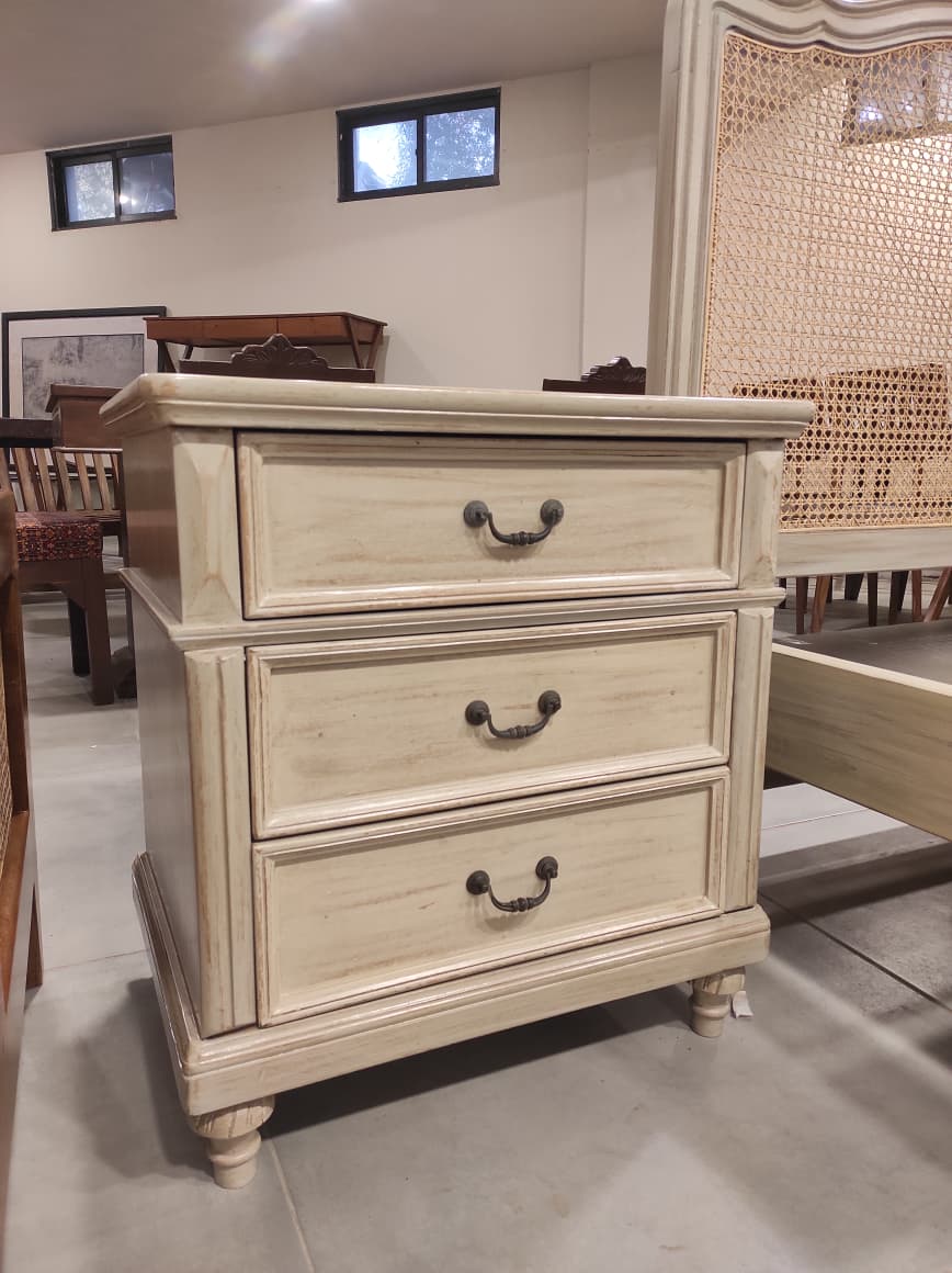 Rattan Cane King Size Bed with 2 Side Tables ( Sheesham Solid Wood )
