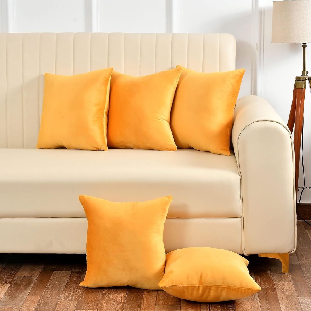 Pack Of 5 Plain Velvet Cushion Covers