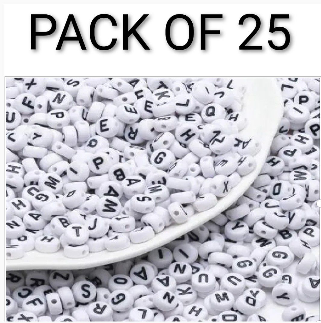 100 Pieces | Mixed White Round Alphabets Beads | Used in Making DIY Jewelry and Accessories beads for jewelry bracelets making A01