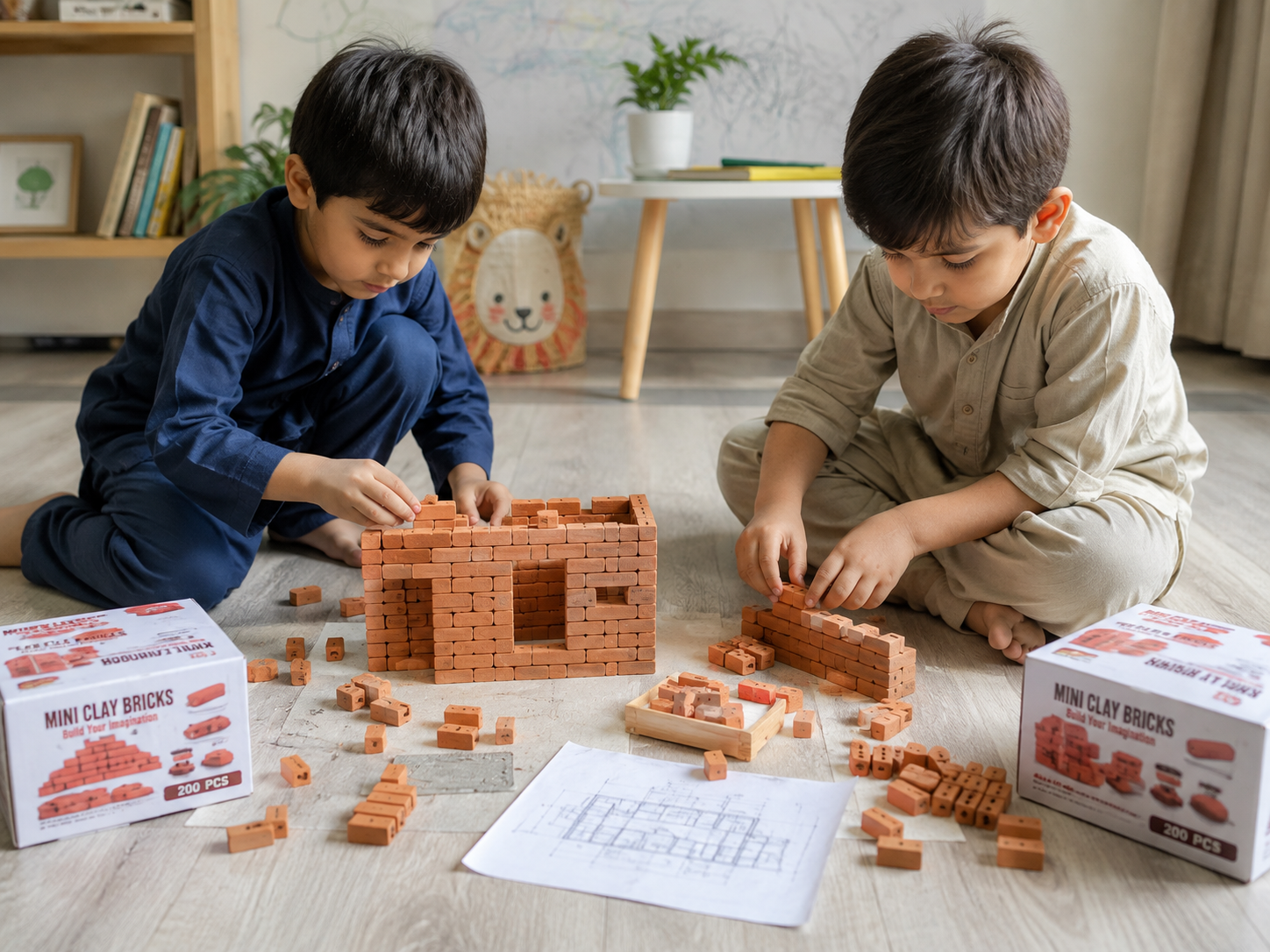 120 PCS Mini Clay Bricks | Handmade Mini Red Bricks for Doll House & Miniature Construction | Architectural Models, School Projects, DIY Crafts & Model Building