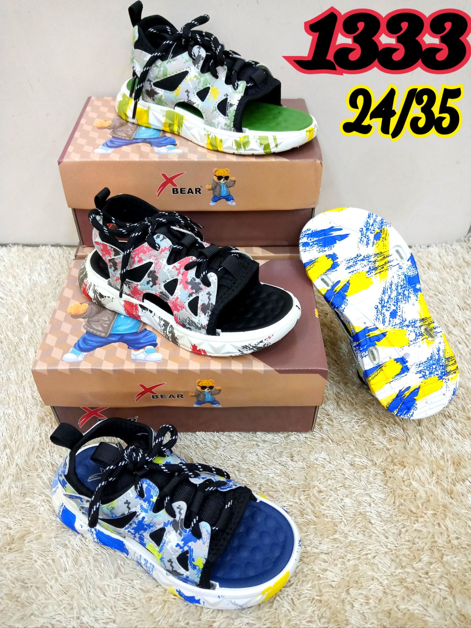 Kids Trendy Graffiti Print Sports Sandals – Stylish & Comfortable Open-Toe Shoes for Boys