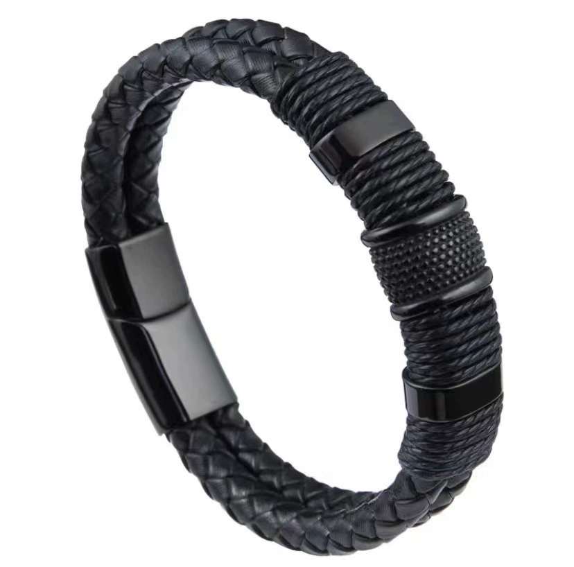 Retro Men'S Magnetic Buckle Bracelet For Man PU Woven Leather Bracelet Couple Bangle Women Punk Party Jewelry 