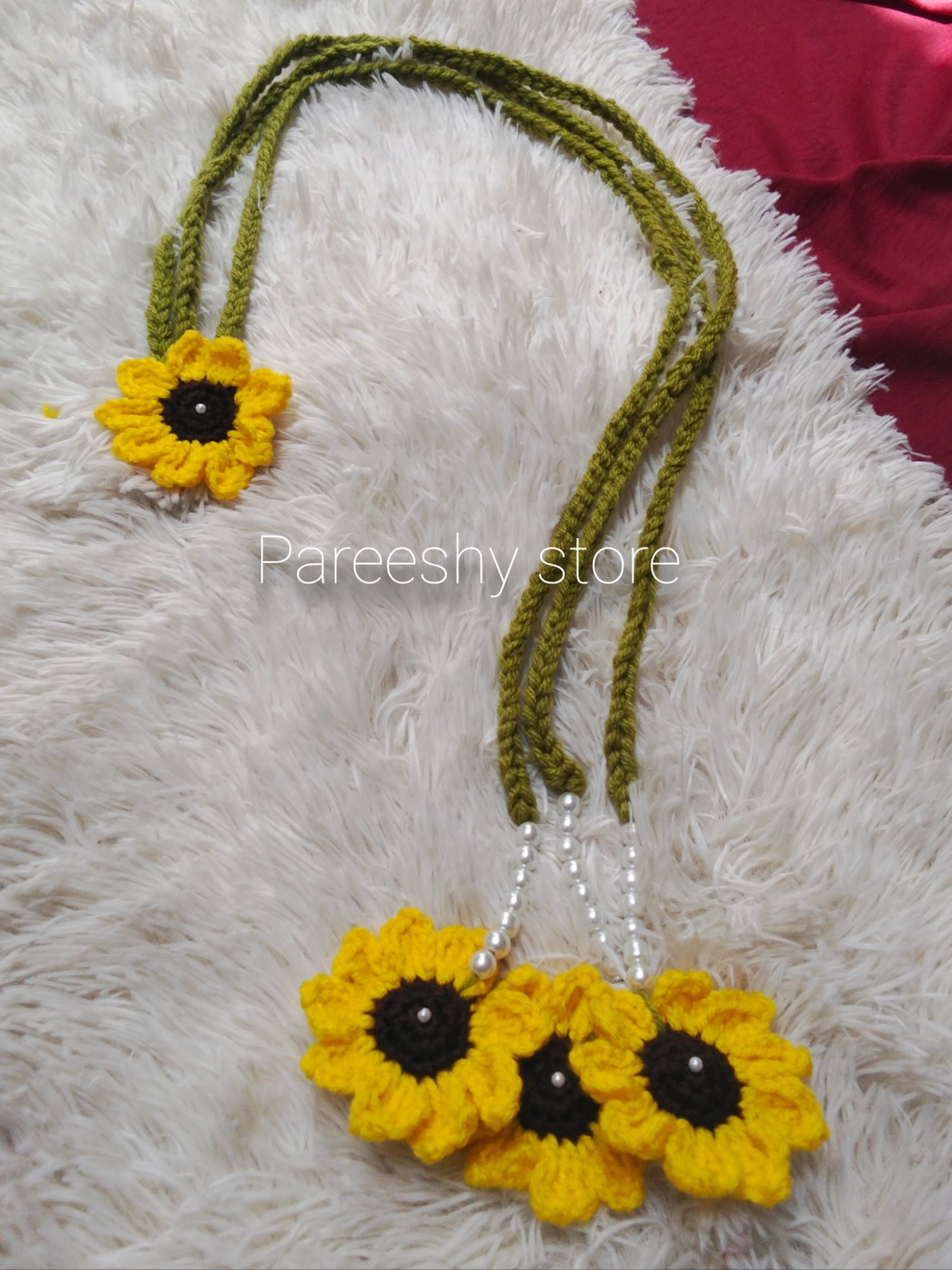 Crochet Sunflower Paranda – Elegant Handmade Hair Braid Accessory