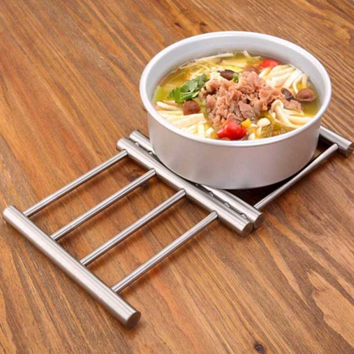 Hot Pot Holder Double | Double Handle Hot Pot Stand | Heat Resistant Kitchen Pot Holder | Kitchen Utensil Holder