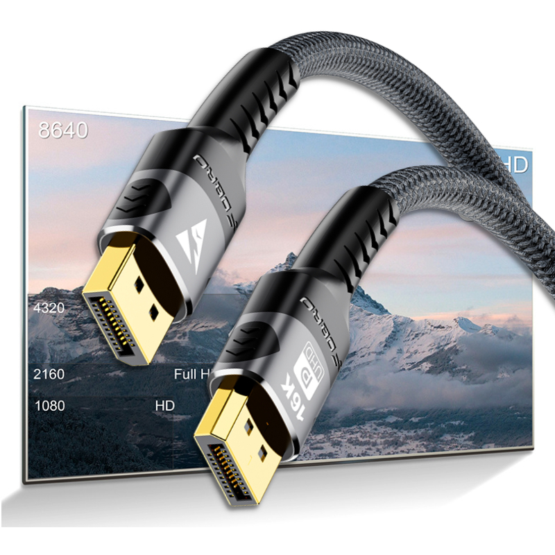 16K DP 2.1 8K@120Hz 4K@240Hz 32Gbps HDR Video Audio Displayport Cable Display Port for Laptop TV Xbox Projector Gaming Monitor