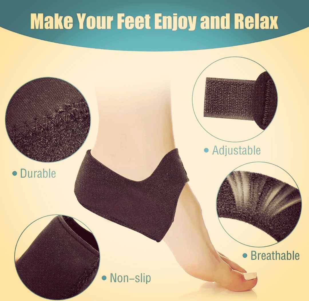 1 Pair Heel Pads Shock Absorption Anti-Slip Straps Non-Slip Comfortable Breathable