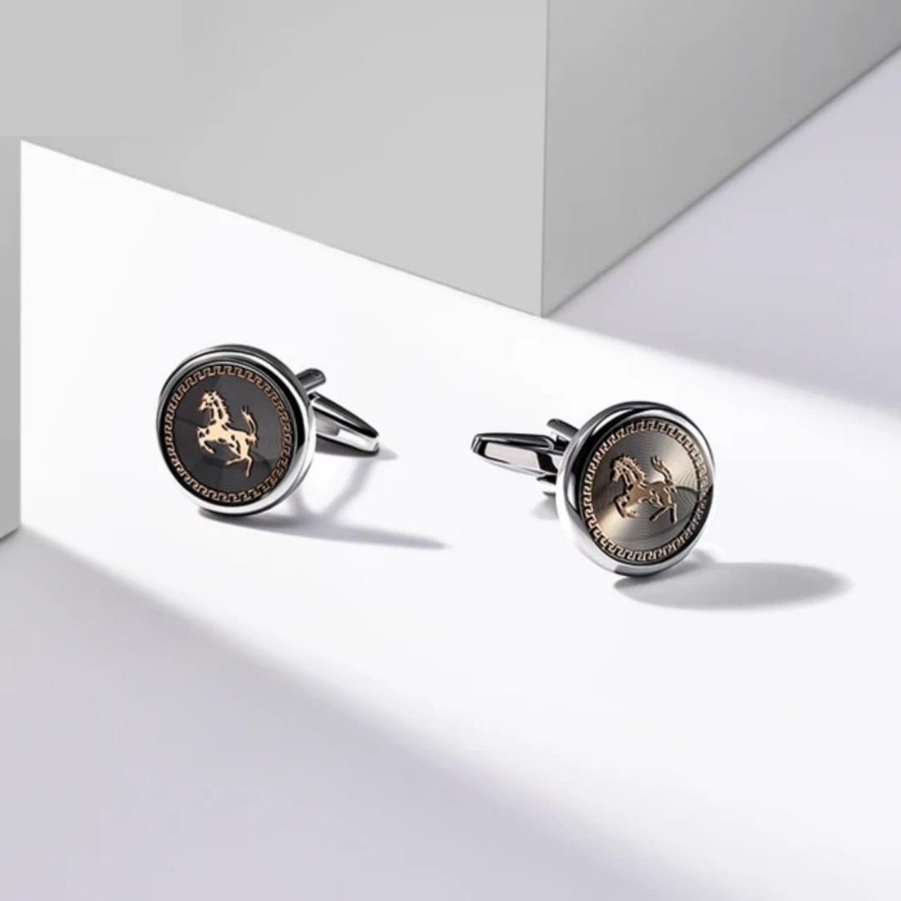 Horse Printed Round Cufflinks, Best Gift for Men, Anniversary, Birthday, Corporate Occasions