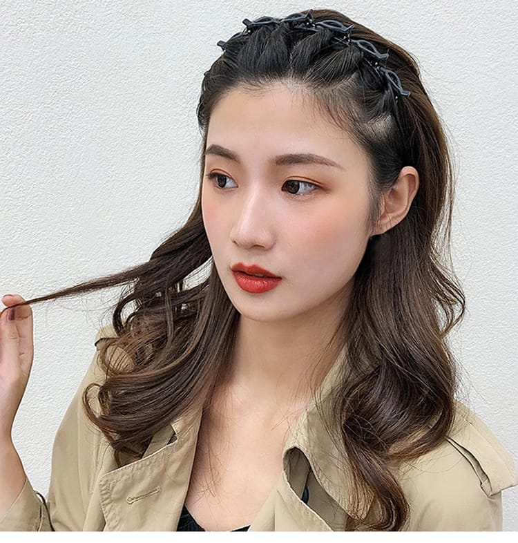Hairstyle Twister Hair Band Double Bangs with Clip for Women & Girls