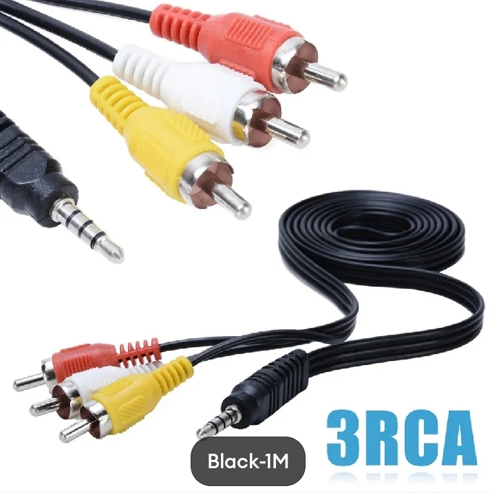 1M 3.5mm jack plug to 3 RCA adapter AUX cable Male to Male audio video AV cable wire for speakers laptop TV computer cable
