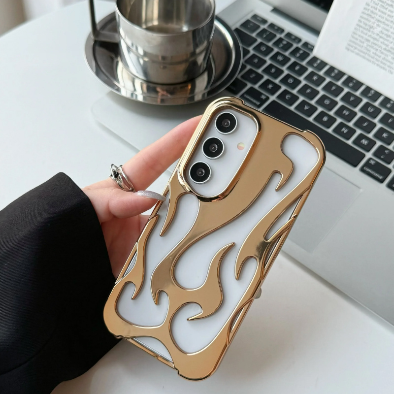 for   S26 S25 S24 S23 S22 Ultra A55 A54 A16 A15 A14 A06 5G Case 3D Flame Pattern Hollow Protective Slim Back Cover