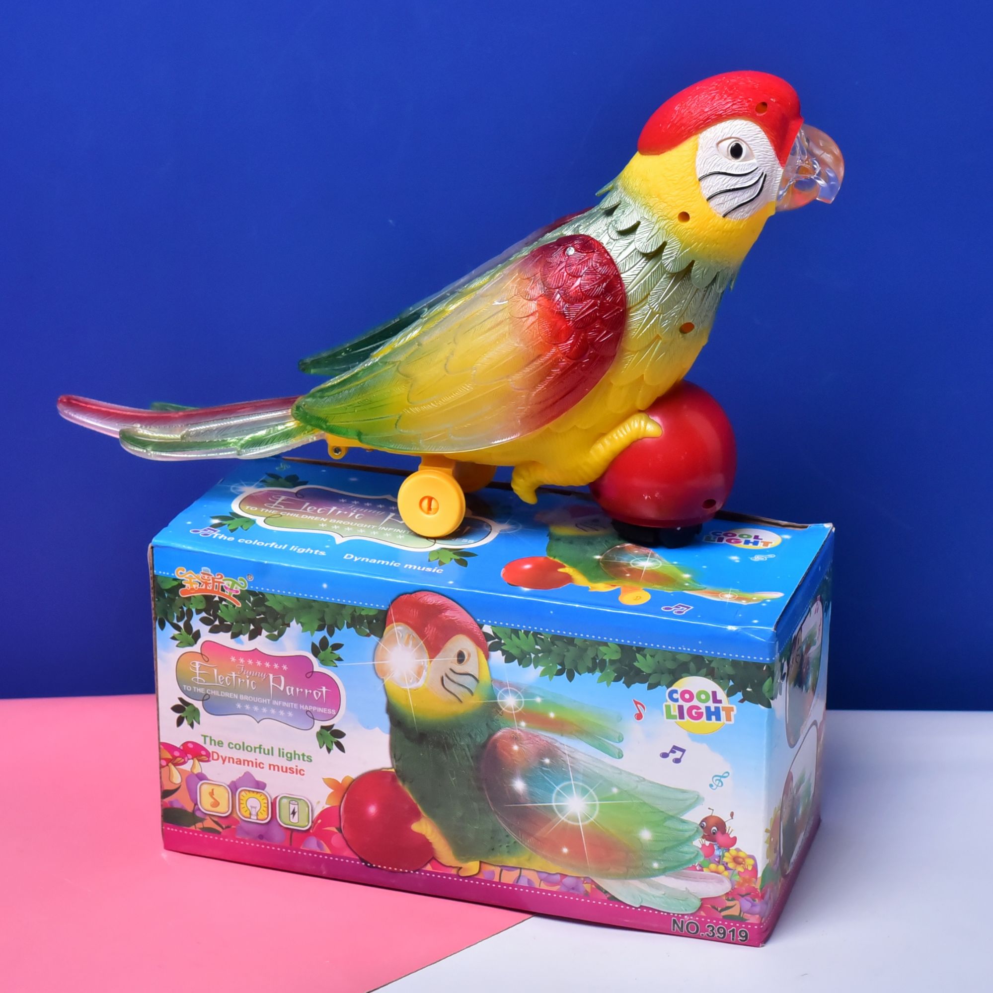 Parrot Model Toy Colorful Lighting and Dynamic Music Original Vocal Battery Operated
