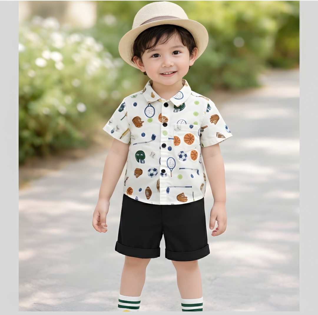 Summer collection Cotton Casual Shirts And Shorts Pants For Kids Baby Boys And Baby Girls Dresses Short Sleeves Tee Top's Clothes Set's Dresses Outfit Suit For Unisex JHA Eid Collection