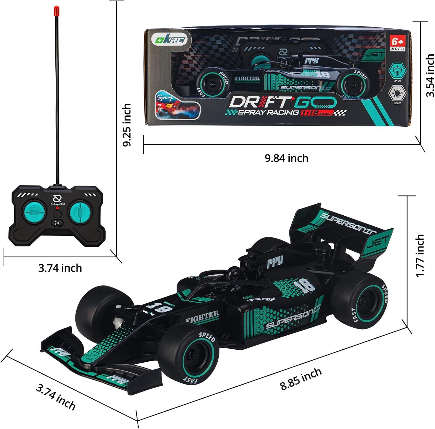 RC Formula 1 Racing Rocket Car with Spray & Light Effects with high speed