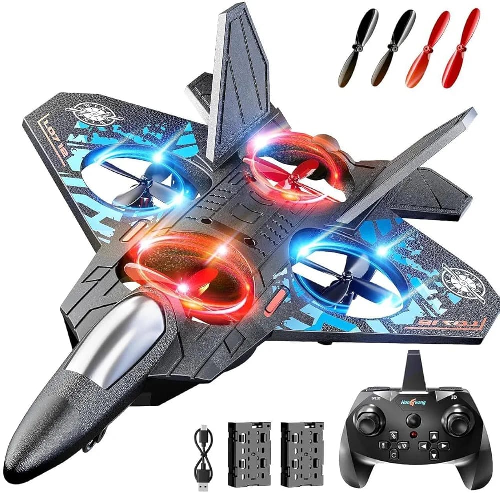 Fighter Jet Remote Control Airplane Toy for Kids | RC Fighter Jet Plane with Lights & Long Range | 360 Flip Stunt Roll & Rechargeable Remote Control Aircraft