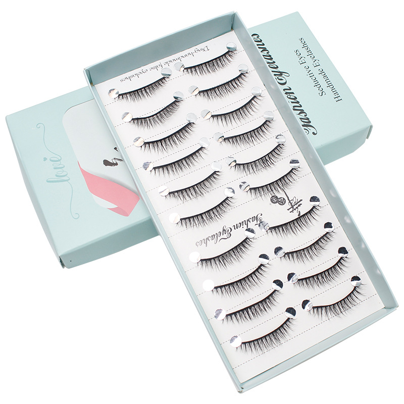 Wispy Curl False Lashes 10 Pairs Lightweight Natural Look - Crescent Shape | Black Imported