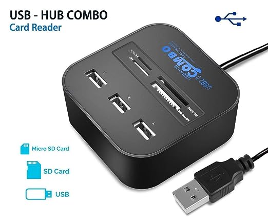 High Speed USB Hub 2.0 3 Ports With Card Reader Mini Hub USB Combo USB Splitter Adapter For PC Laptop Computer