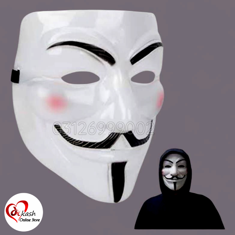 White Hacker Mask for Halloween & Cosplay | Cyberpunk LED Light Up Mask Gift for Men, Boys | Futuristic Party & Event Mask