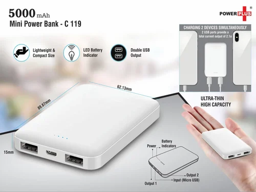 Power Bank 5000 Mah 2 Ports All Mobile Supported