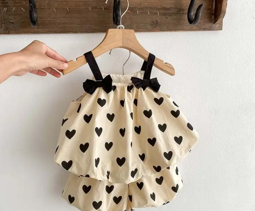 (2 piece)baby girl black 🖤 print dress