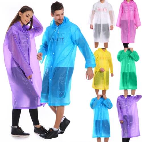 Waterproof EVA Rain Coat for Men and Women - Blue, White, Yellow, Pink, Free Size