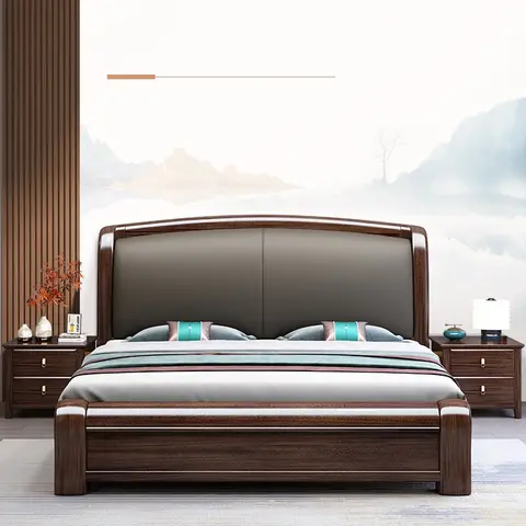 Espresso Wooden king Size Bed with 2 Side Tables One Sided Under storage