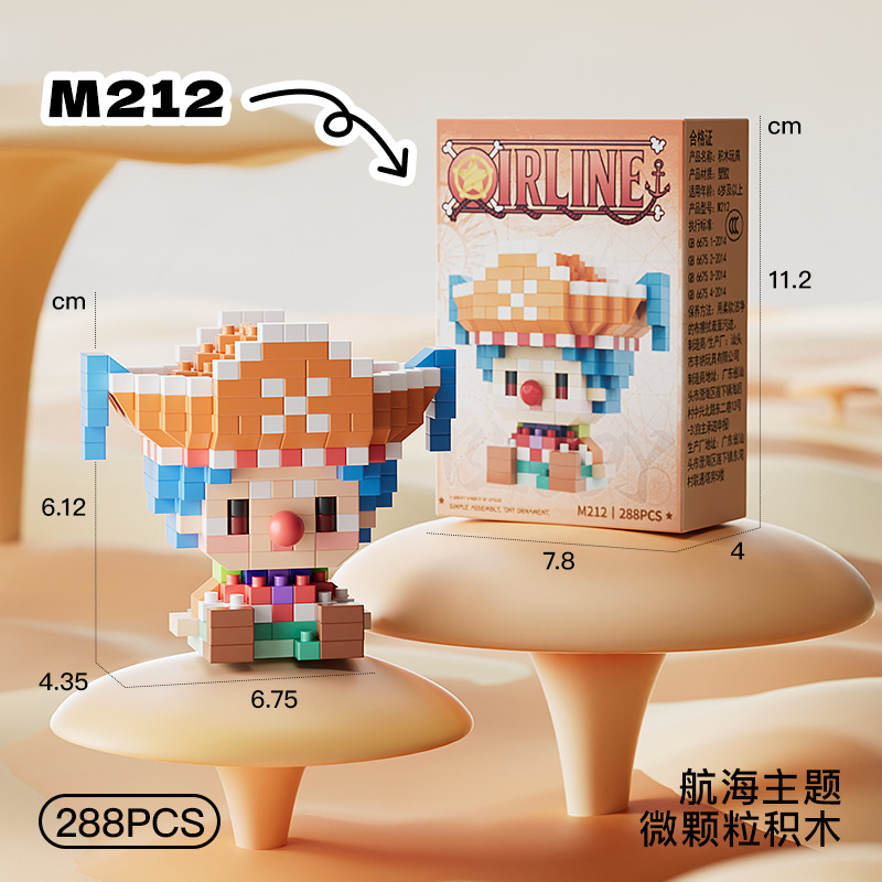 ONE PIECE Sun God Nika Luffy Micro Building Block Chopper Ace Buggy 3D Anime Model Assembly Mini Bricks Figure Toys For